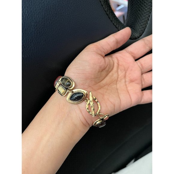 Golden bracelet Vintage style statement gold boho bracelet gold tone chunky - Picture 6 of 7